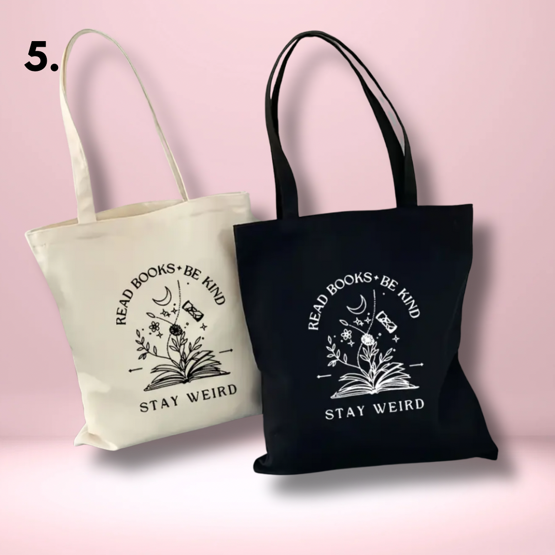 Bookish Canvas Tote Bag - Choice of Designs