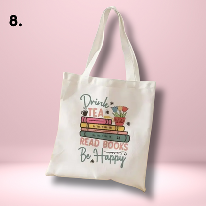 Bookish Canvas Tote Bag - Choice of Designs